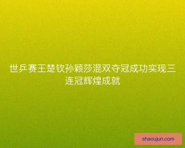 世乒赛王楚钦孙颖莎混双夺冠成功实现三连冠辉煌成就
